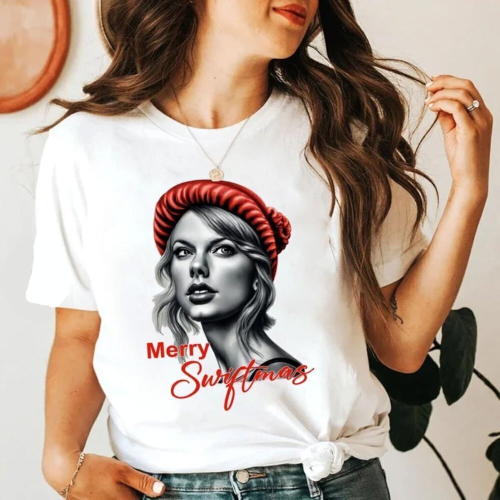 Merry Swiftmas Tee Shirt Taylor Drawing Tshirt Pop Music Fan Gift Tees